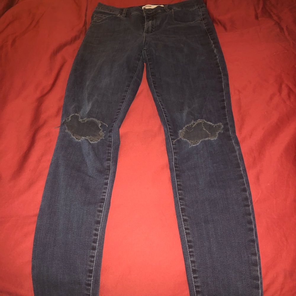 Garage black jeans with holes in knee